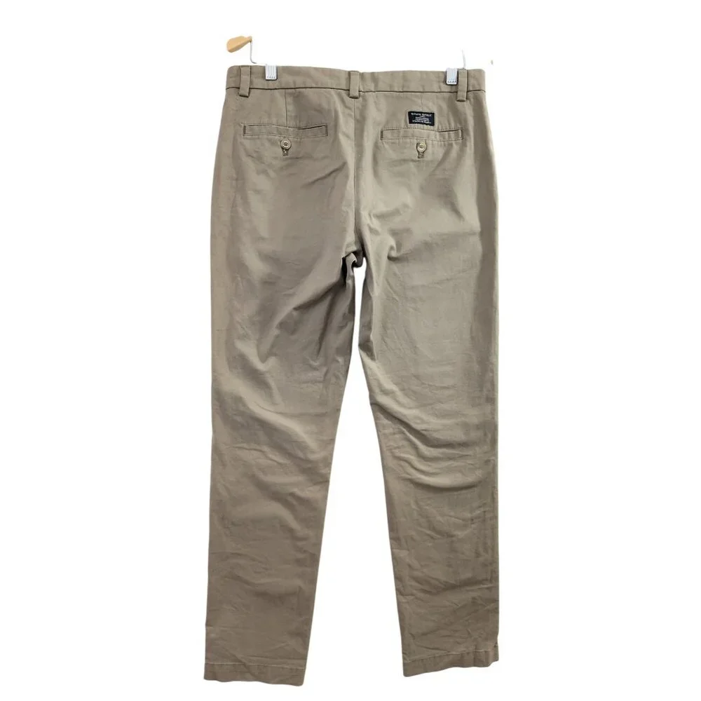 Banana Republic Aiden Chino‎ Pants Mens 31x32 Khaki Slim Fit Flat Front Preppy